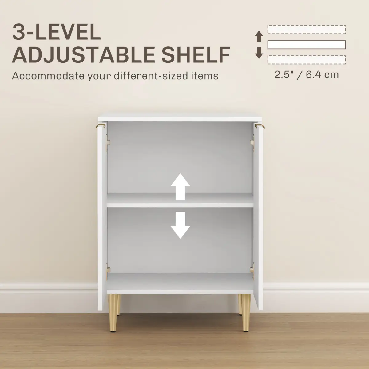 HOMCOM Sideboard Buffet Cabinet with Adjustable Shelf, White - Sideboard