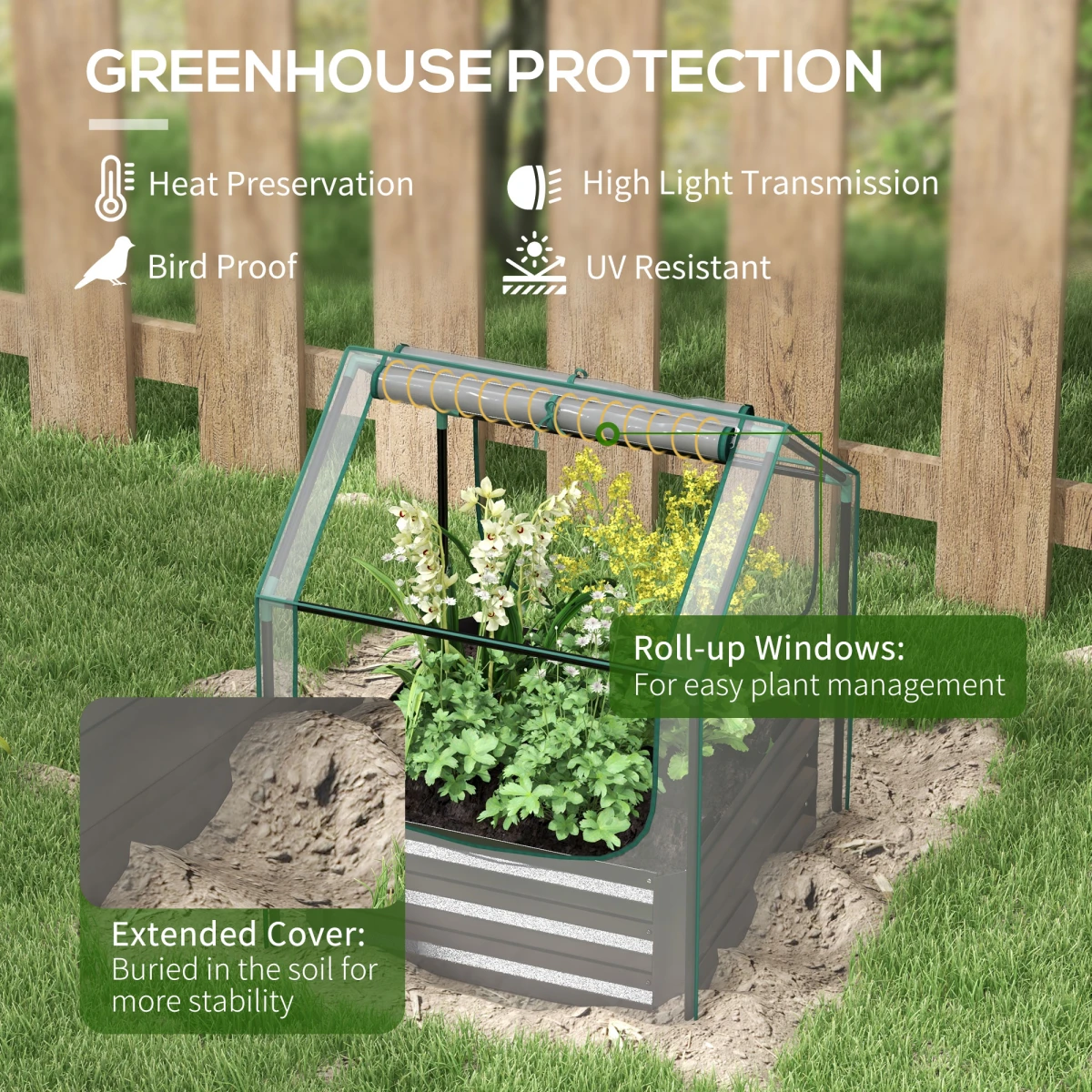 Outsunny Raised Garden Bed Planter 10cm Edge Greenhouse Home by Outsunny