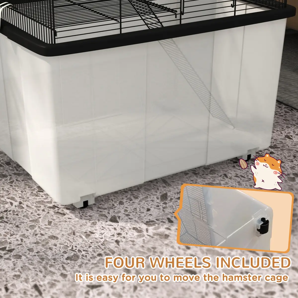 PawHut PawHut Hamster Cage, Two-Tier Gerbil Cage w/ Deep Bottom, Ramp, Food Dish - Pet Cage