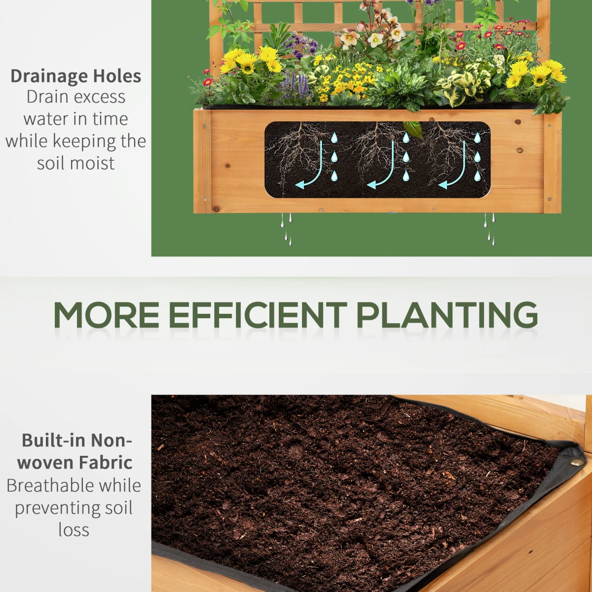 Outsunny Outsunny Wooden Planter 105x40x135cm Two Shelves Garden - Planters