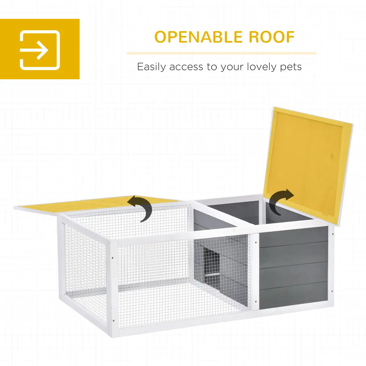 Pawhut Rabbit Hutch Small Animal Cage Pet Run Cover, with Water-resistant Asphalt Roof - Rabbit Hutch