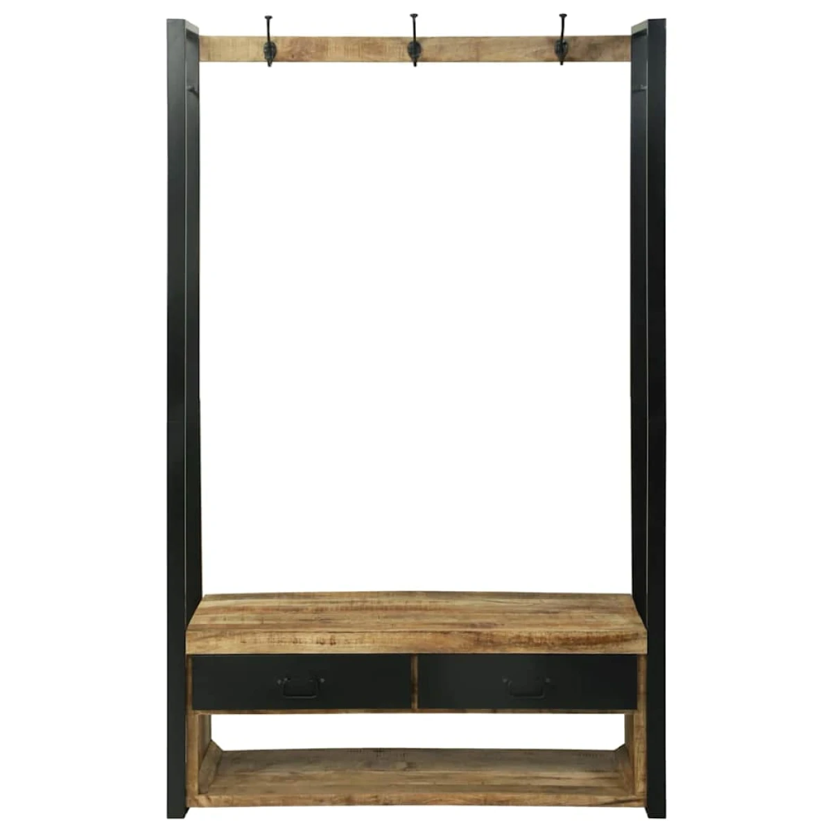 VidaXL Clothes Rack 110 x 40 x 185 cm Solid Mango Wood Industrial with Drawers and Hooks by vidaXL