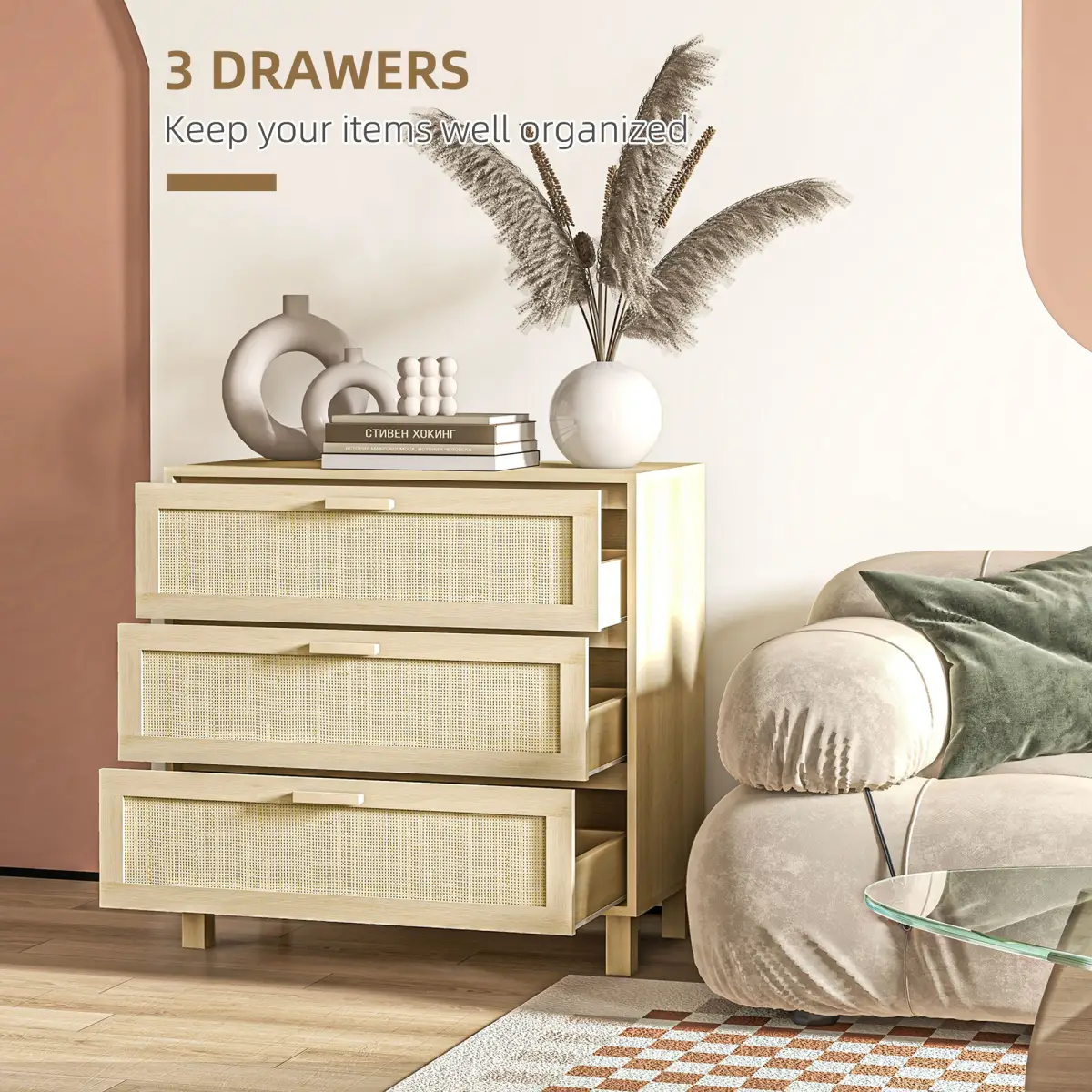 Unbranded 3 Drawer Cabinet Storage Cupboard Wooden Freestanding Organiser Unit Bedroom - Sideboard