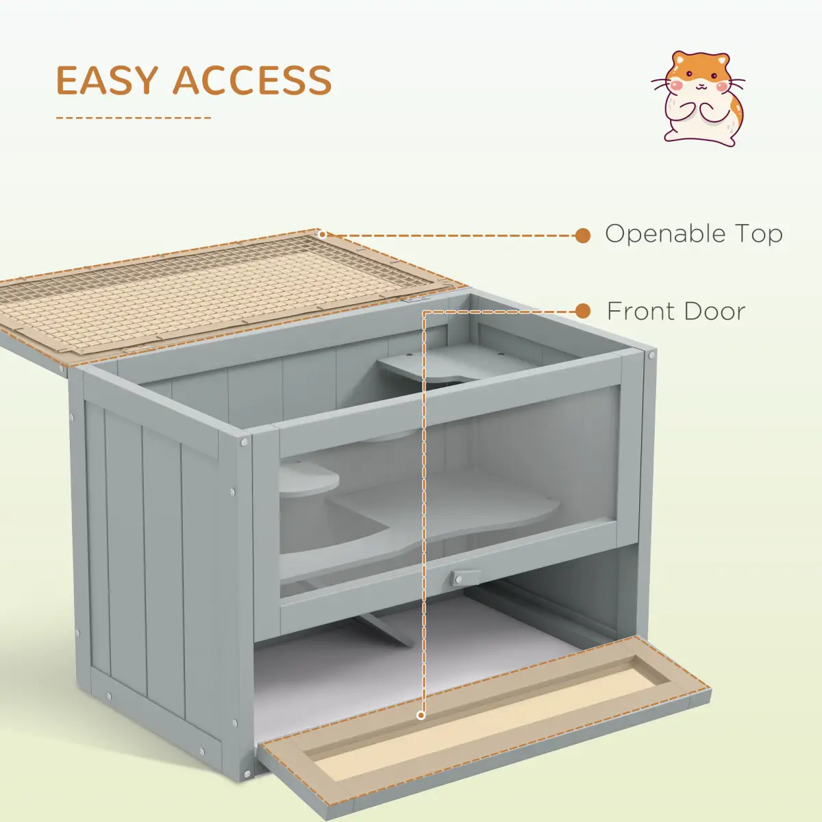 PawHut PawHut 2 Levels Wooden Hamster Cage Mice Rodents Hutch Small Animals - Bird Cage