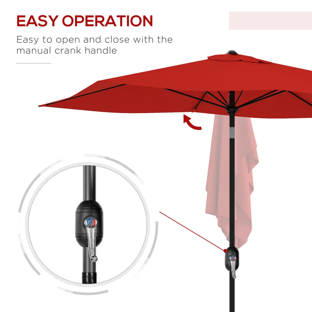 Outsunny Outsunny 2 x 3(m) Garden Parasol Rectangular Market Umbrella w/ Wine Red - Parasol