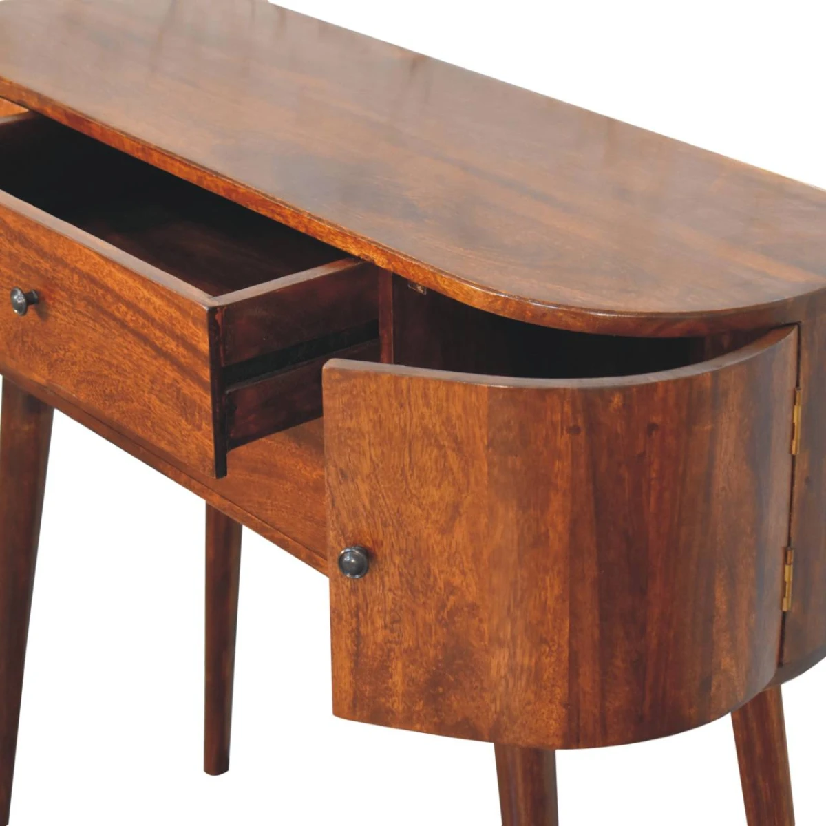 Artisan Solid Wood Grove Chestnut Console Table Slim Profile 2 Drawers 2 Cabinets Entryway by Artisan Furniture