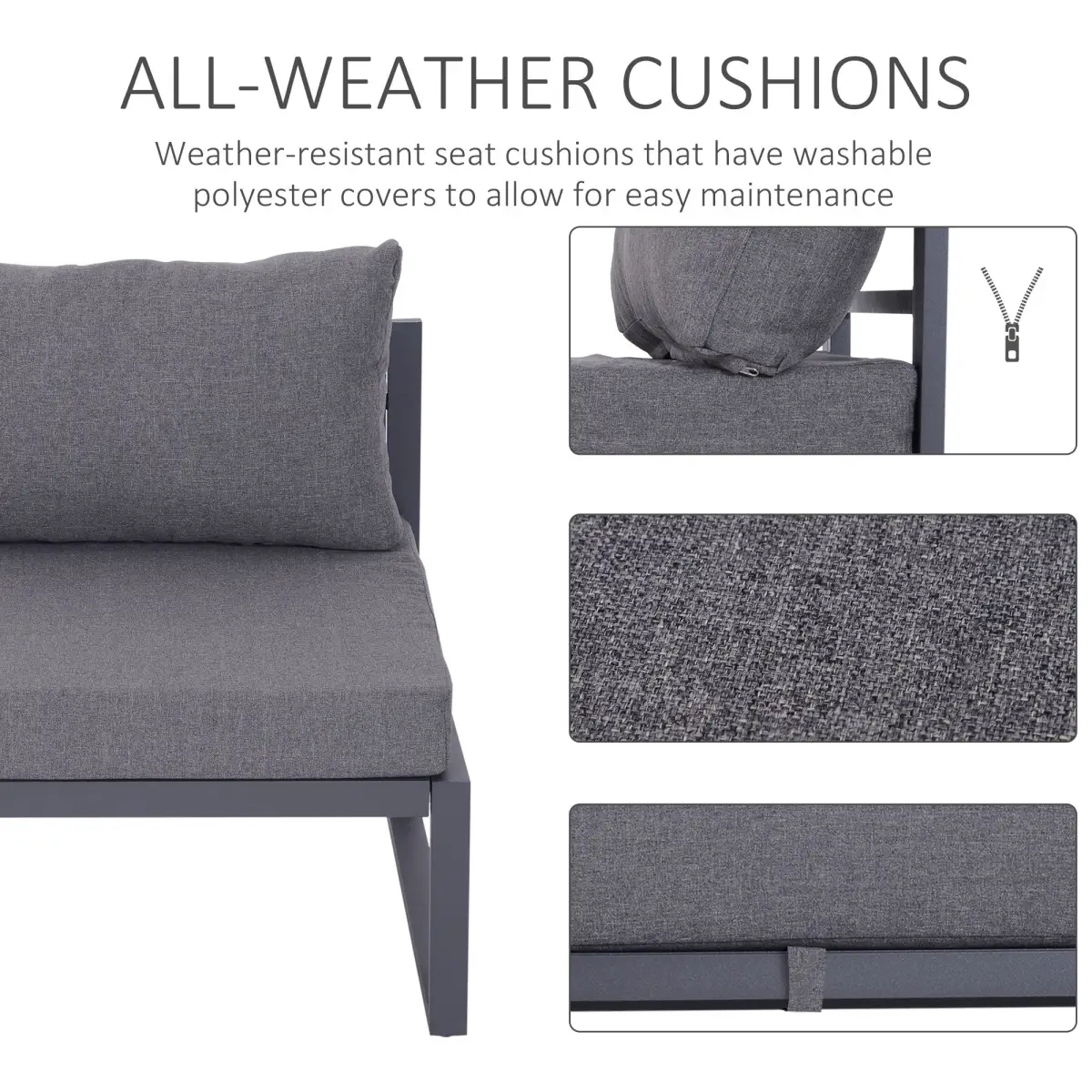 Unbranded 6pcs Garden Sectional Sofa Set Aluminum Frame Coffee Table Footstool Outsunny - Garden Sofa Sets