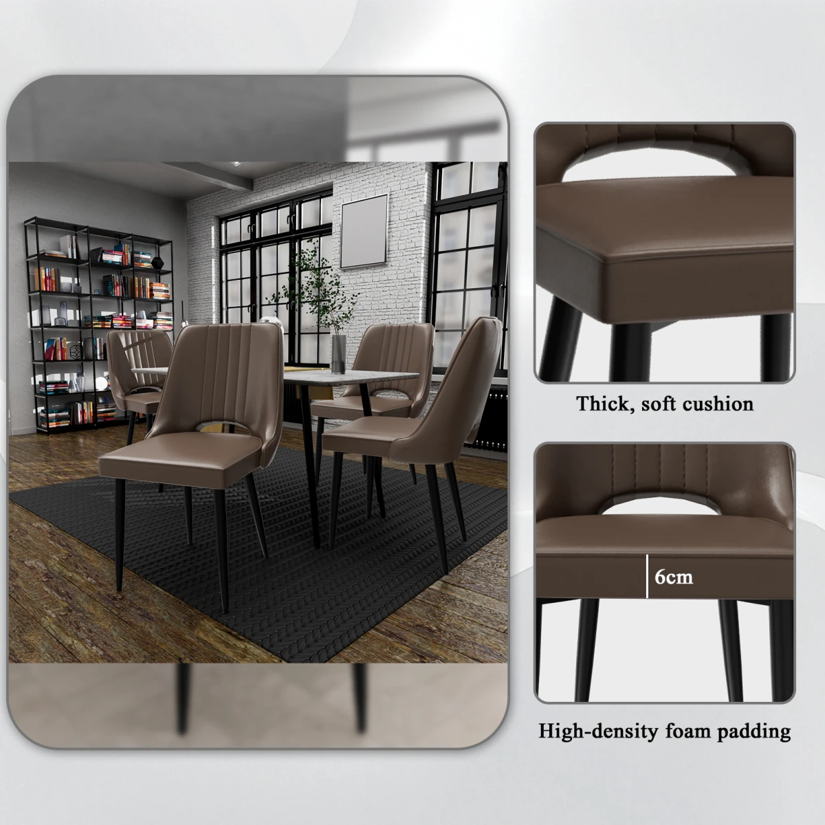 N/A Premium Dining Chairs Set Of 4 Compact 18in Seat High Back Ergonomic Cutout Back For Kitchen - Dining Chairs