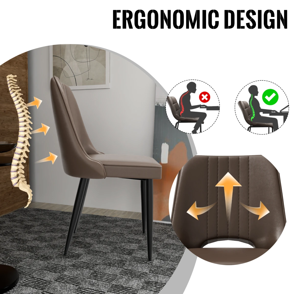 N/A Premium Dining Chairs Slim Cutout Back Kitchen - Dining Chairs