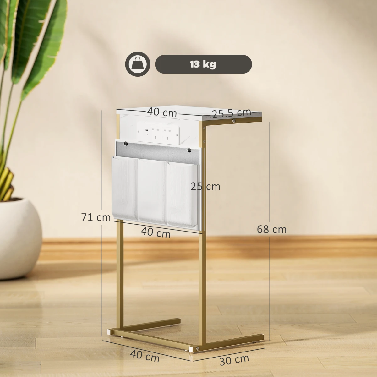 Premium C Shaped Table Compact Marble Charge Dock by N/A