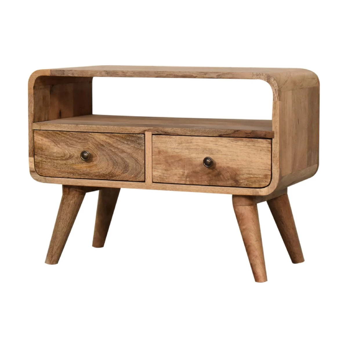 Artisan Furniture Mango Wood Mini Media Console With Open Shelf And Two Drawers For Small Spaces by Artisan Furniture