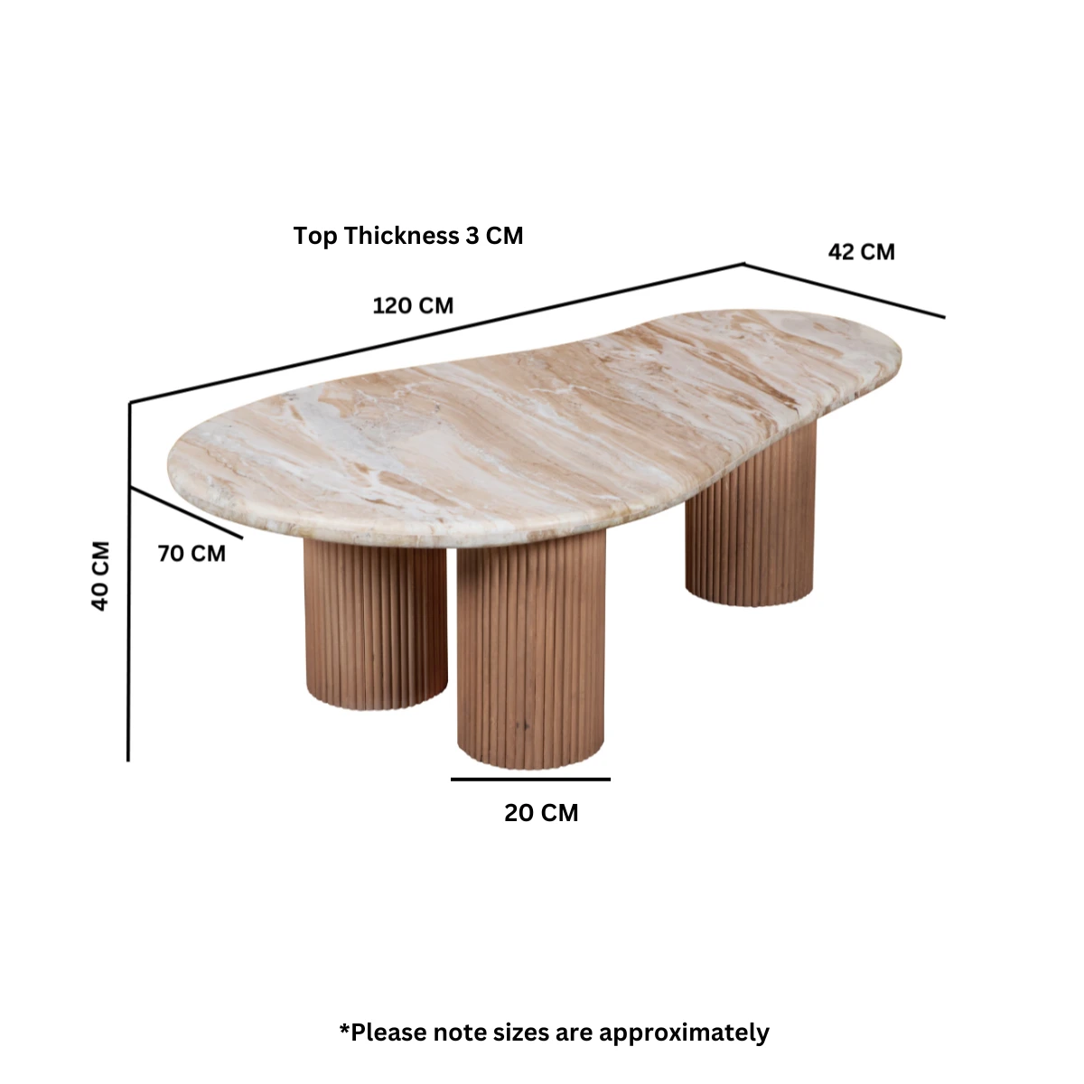 Indian Hub Ashford Coffee Table Oval MarbleTop Home - Coffee Table