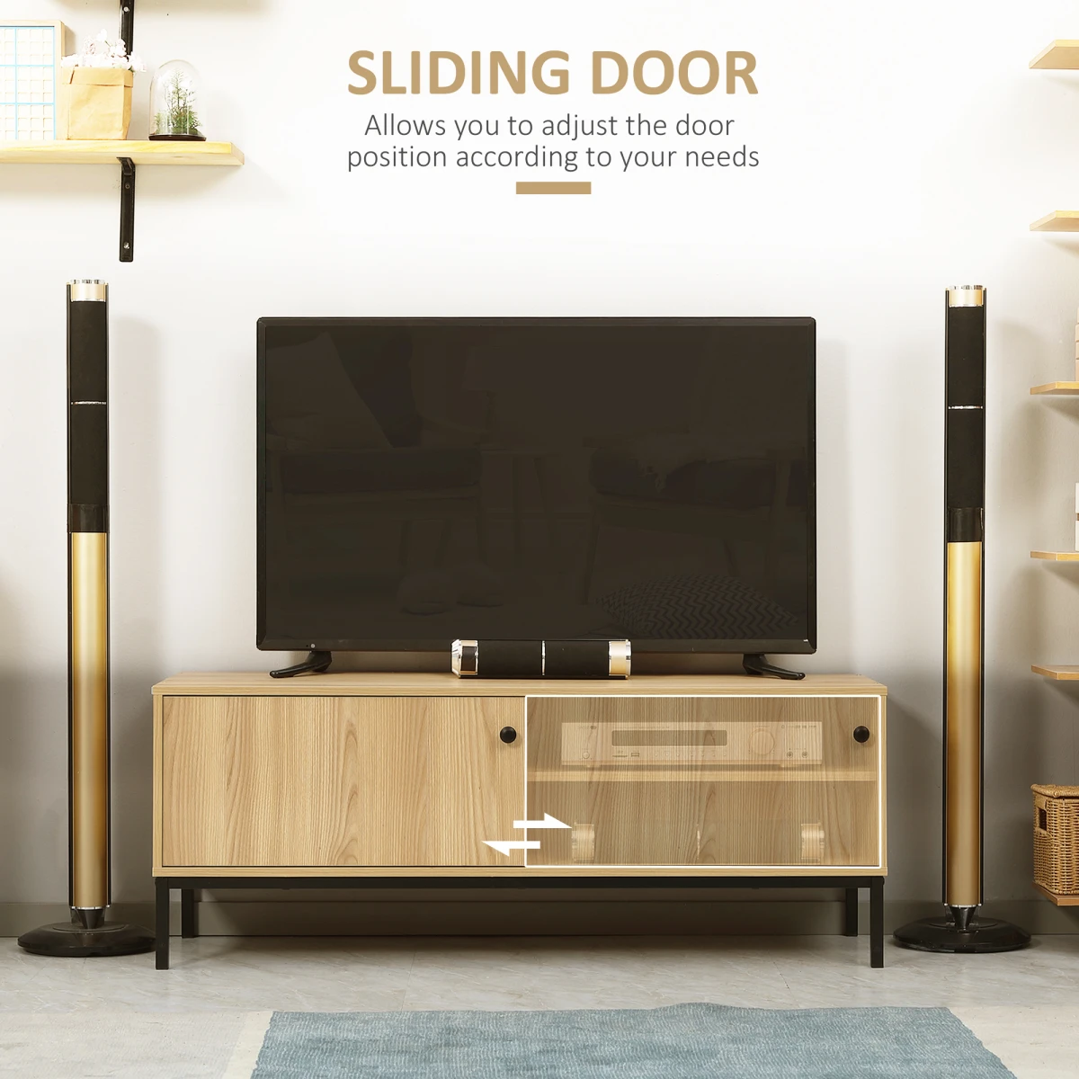 HOMCOM TV Stand Cabinet 50 Inch TV Sliding Door Living Room by HOMCOM