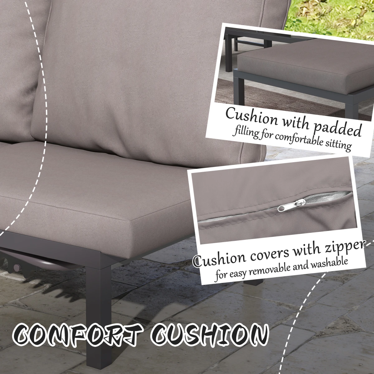 Outsunny Rattan Lounge Set 3 Piece Five Position Garden by Outsunny