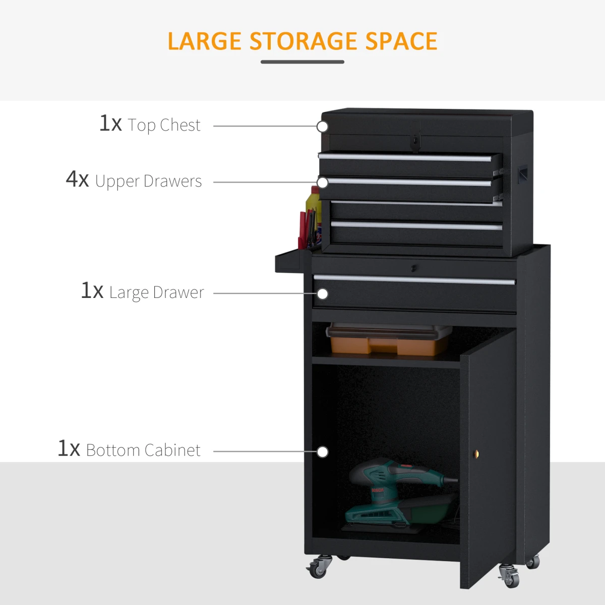 Durhand 4 Drawer Rolling Tool Cabinet With Lock by DURHAND