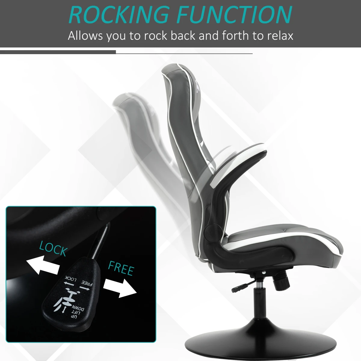 Vinsetto Premium Gaming Chair Height 109-115cm Flip Up Armrests And Swivel Base For Gamers And Home Office - Office Chair
