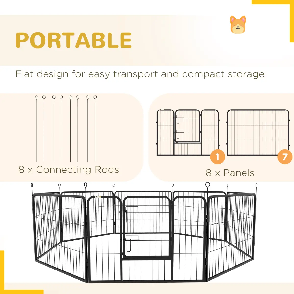 PawHut Pawhut Pet Pen Guinea Dog Pig Puppy Playpen Play House Steel Hutch Metel Black - Pet Playpen