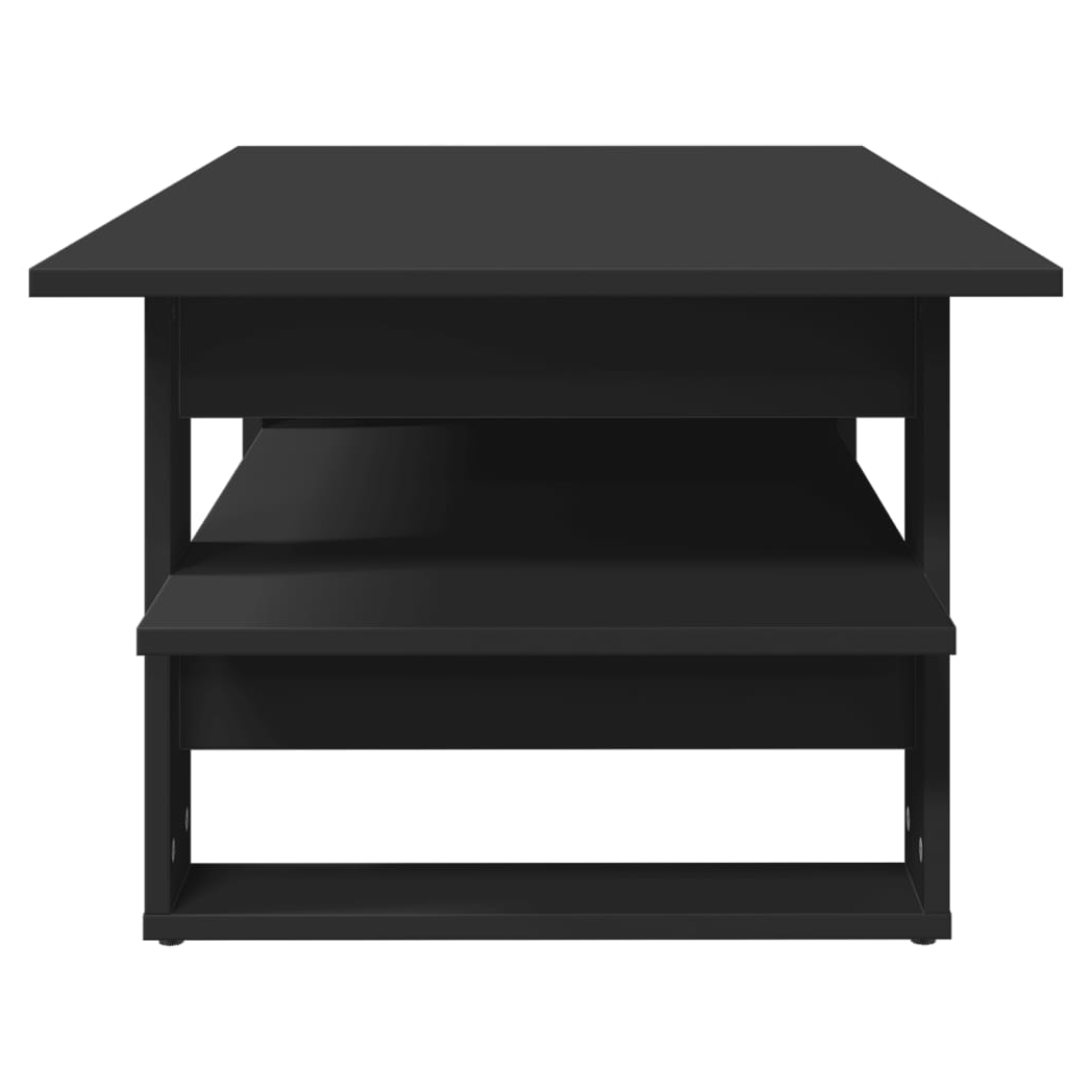 VidaXL Black Coffee Table 102x55x42 cm Engineered Wood Moisture-Resistant With Storage Shelf by vidaXL