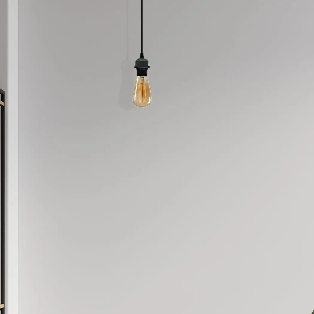 LEDSONE 2 Pack Industrial Grey Pendant Light Fitting, Lampshade Holder Fitting Set With PVC Cable. - Pendant Lights