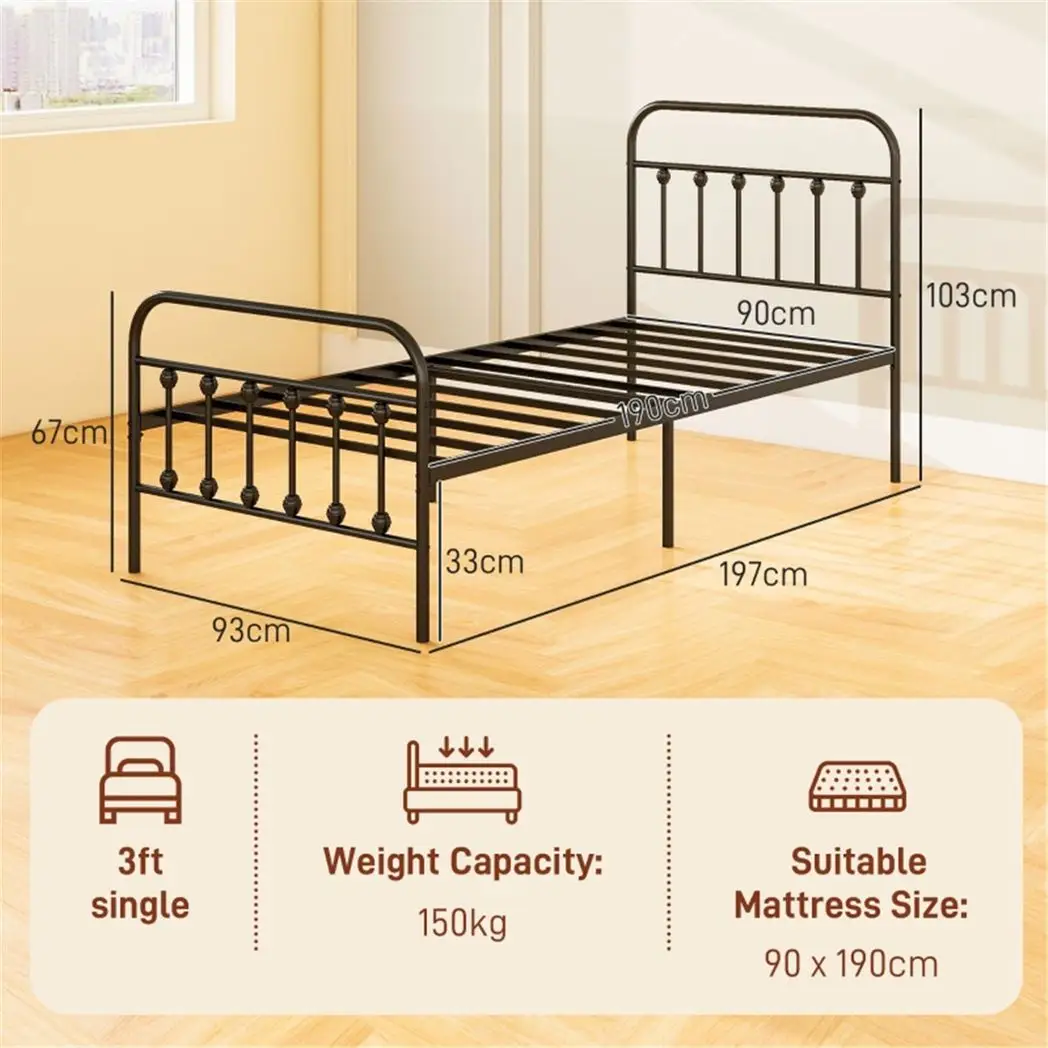 N/A Single Metal Bed Frame - Bed Frames
