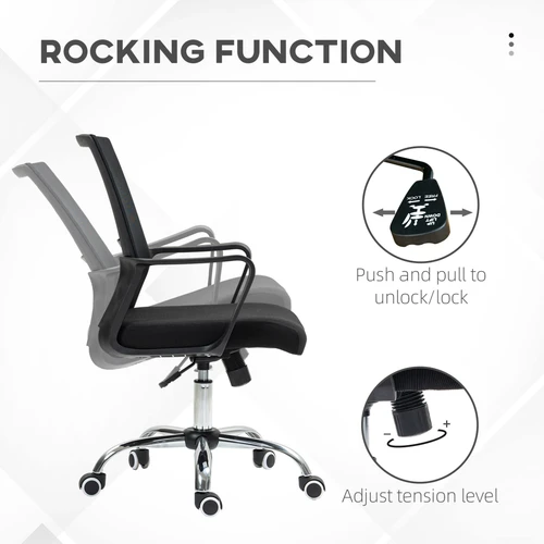 Vinsetto Mesh Office Chair Desk Chair w/ Swivel Seat Adjustable Height Black by Vinsetto