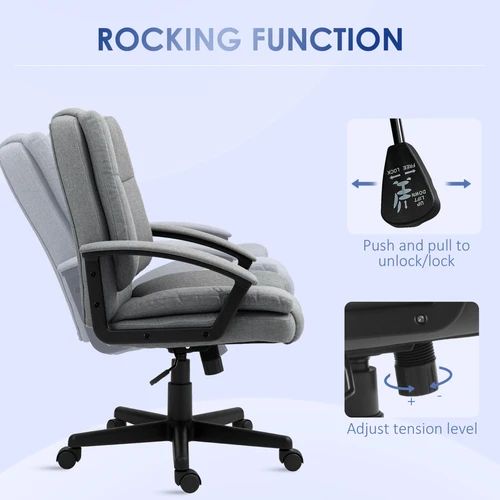 HOMCOM Swivel Executive Office Chair Mid Back Chair w/ Arm, Grey by HOMCOM