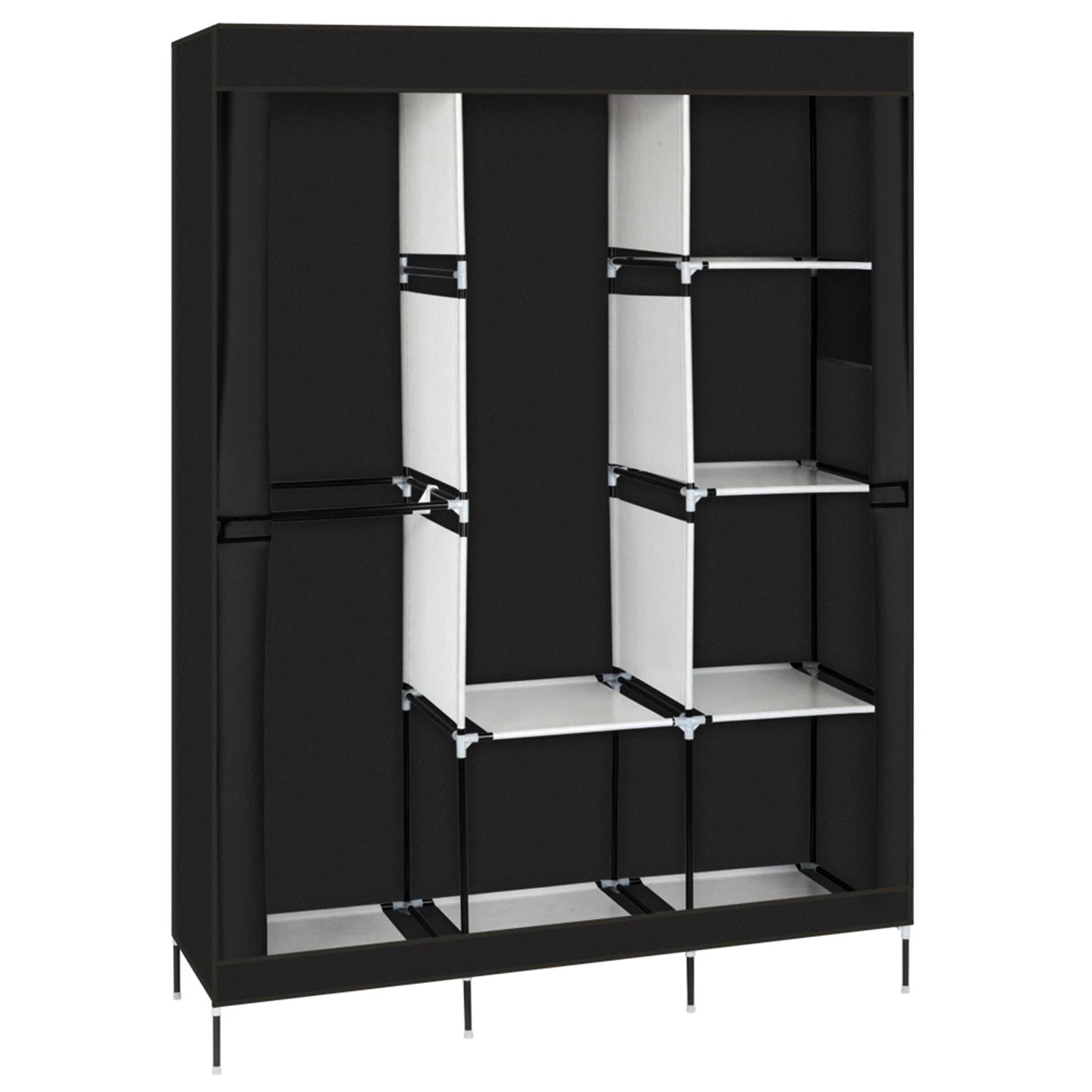 N/A 71" Portable Closet Wardrobe Clothes Rack Storage Organizer with Shelf Black -