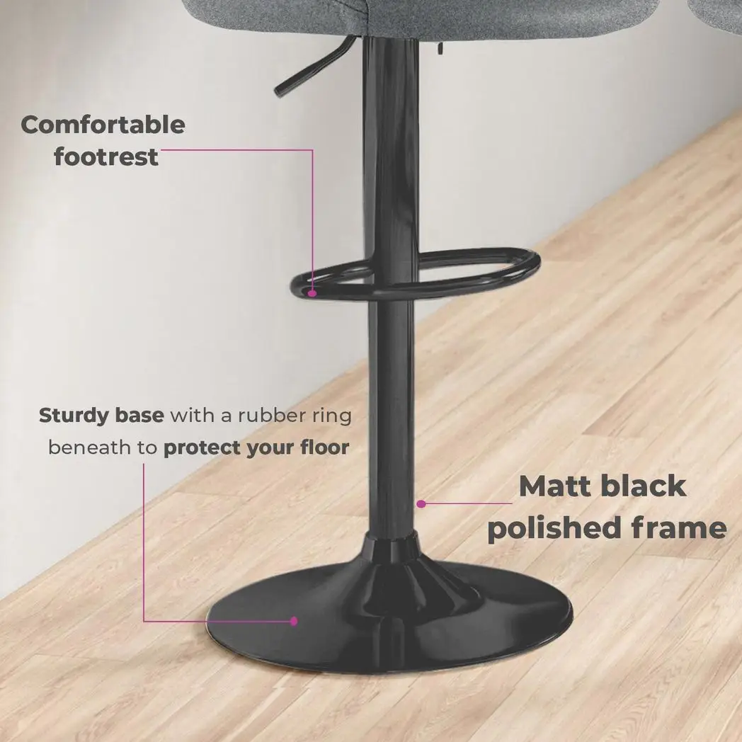 Neo Neo Set of Two Dark Grey Fabric Bar Stools - Bar Stool