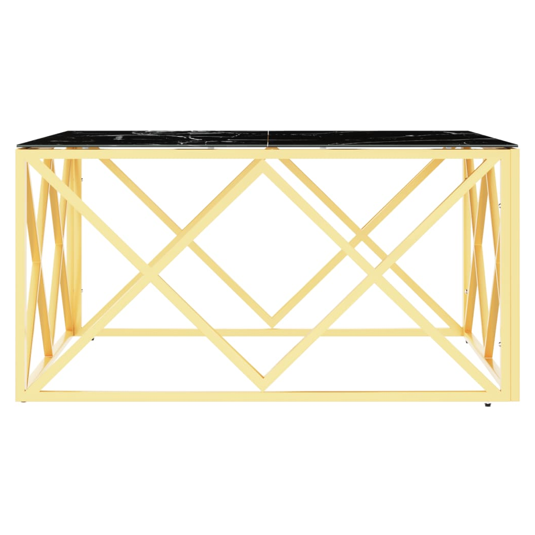 vidaXL Coffee Table 80x80x40 cm Gold Stainless Steel Marble Pattern Glass Top Living Room by vidaXL