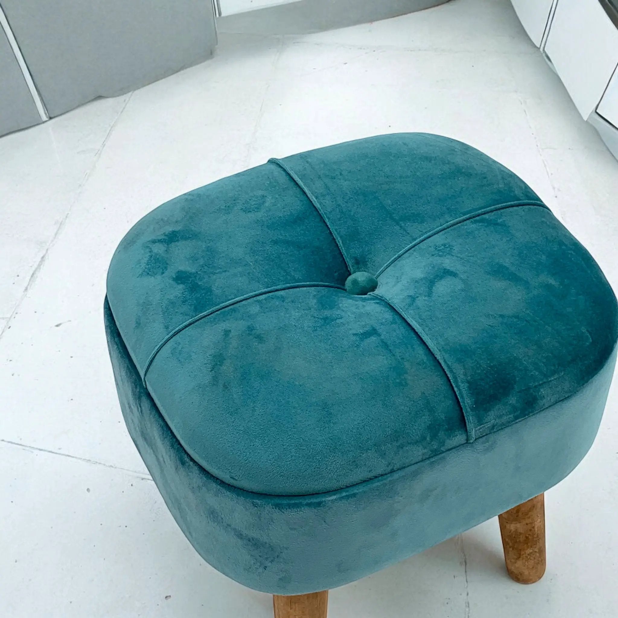MSL BLUE WOODEN STOOL - Footstool