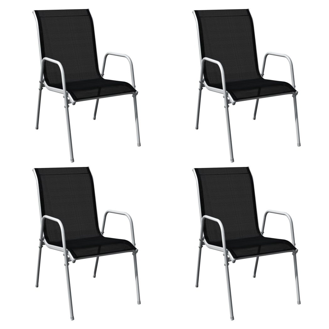 VidaXL 5 Piece Outdoor Dining Set Steel Black Weatherproof by vidaXL