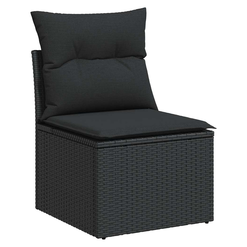 vidaXL vidaXL 5 Piece Garden Sofa Set with Cushions Black Poly Rattan Acacia - Garden Sofa Sets