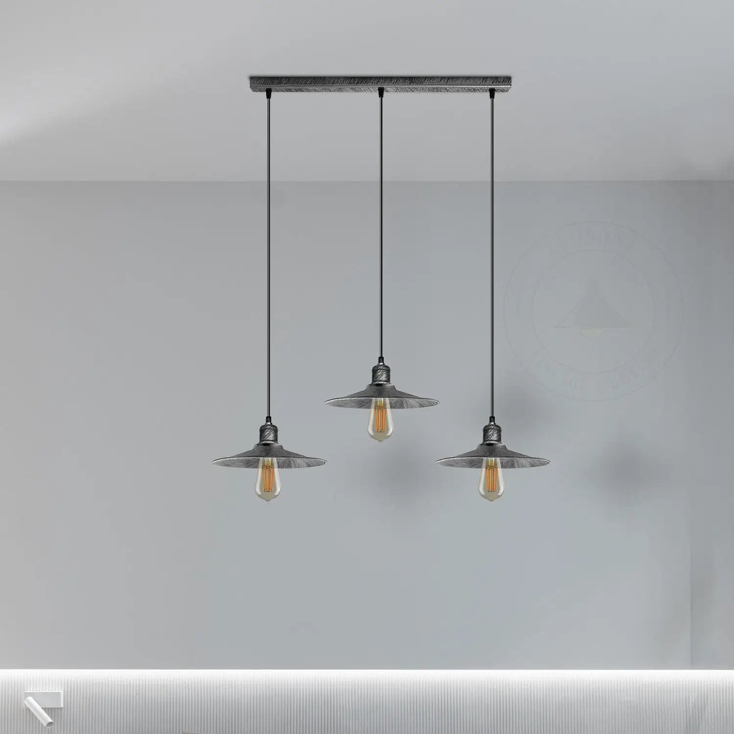 LEDSONE 3 Head Rectangle Base Vintage Ceiling Pendant Light Shade Hanging Lamp - Pendant Lights