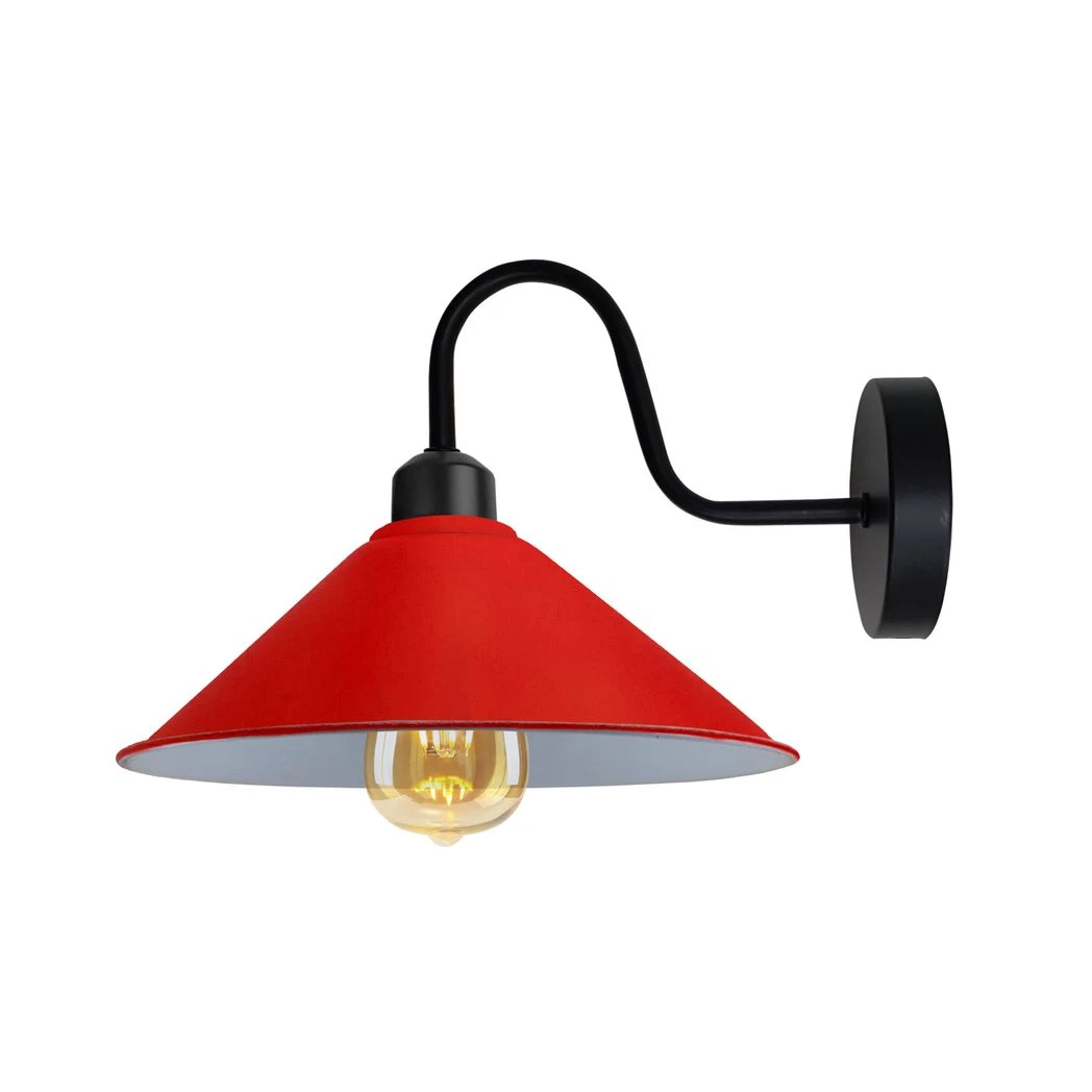 Red Retro Wall Light Sconce Cone Shade E27 for Living Room by Un-branded