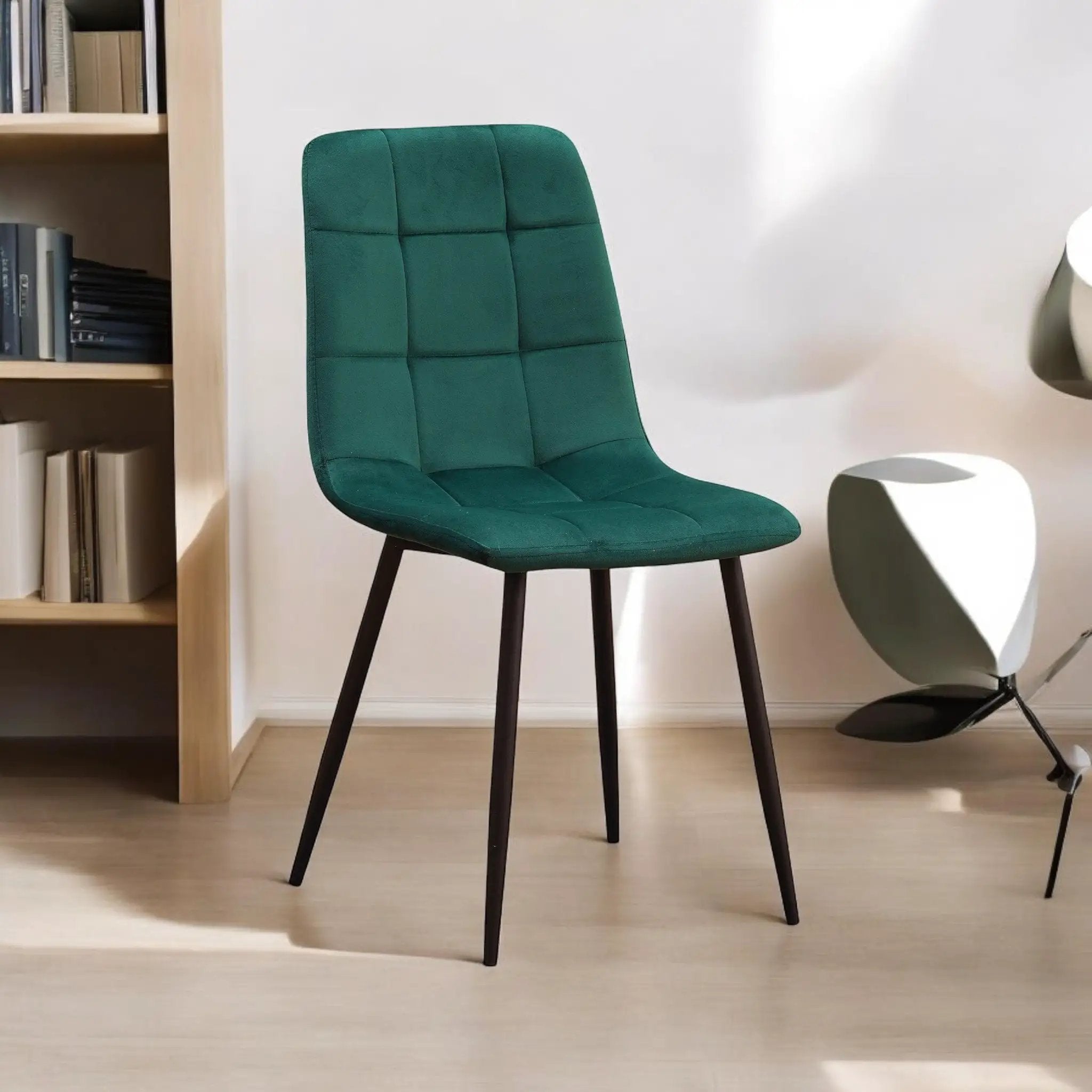 MSL GREEN FABRIC CHAIR BLACK METAL LEGS - Dining Chairs