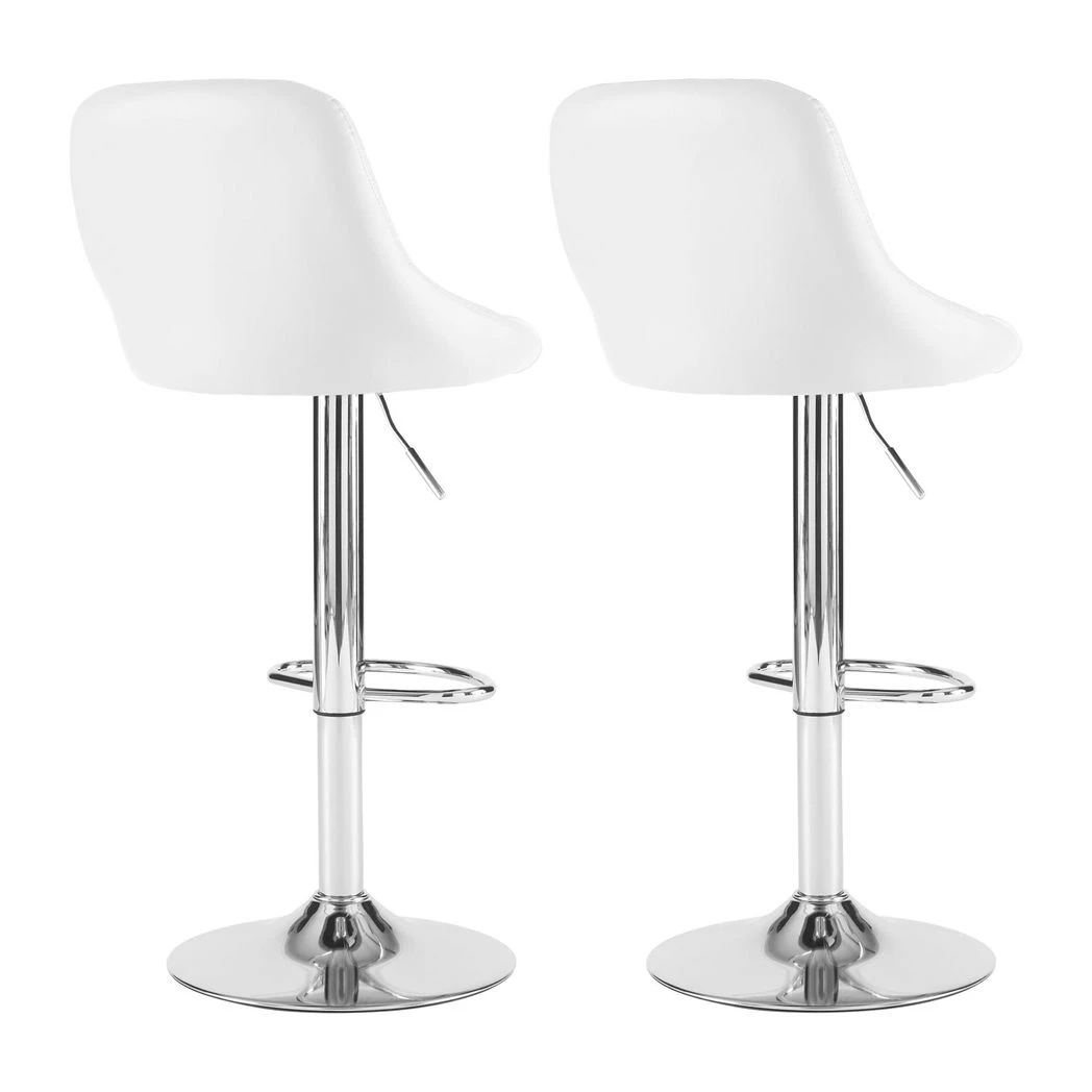 Neo Set of Two White Leather Bar Stools by Neo