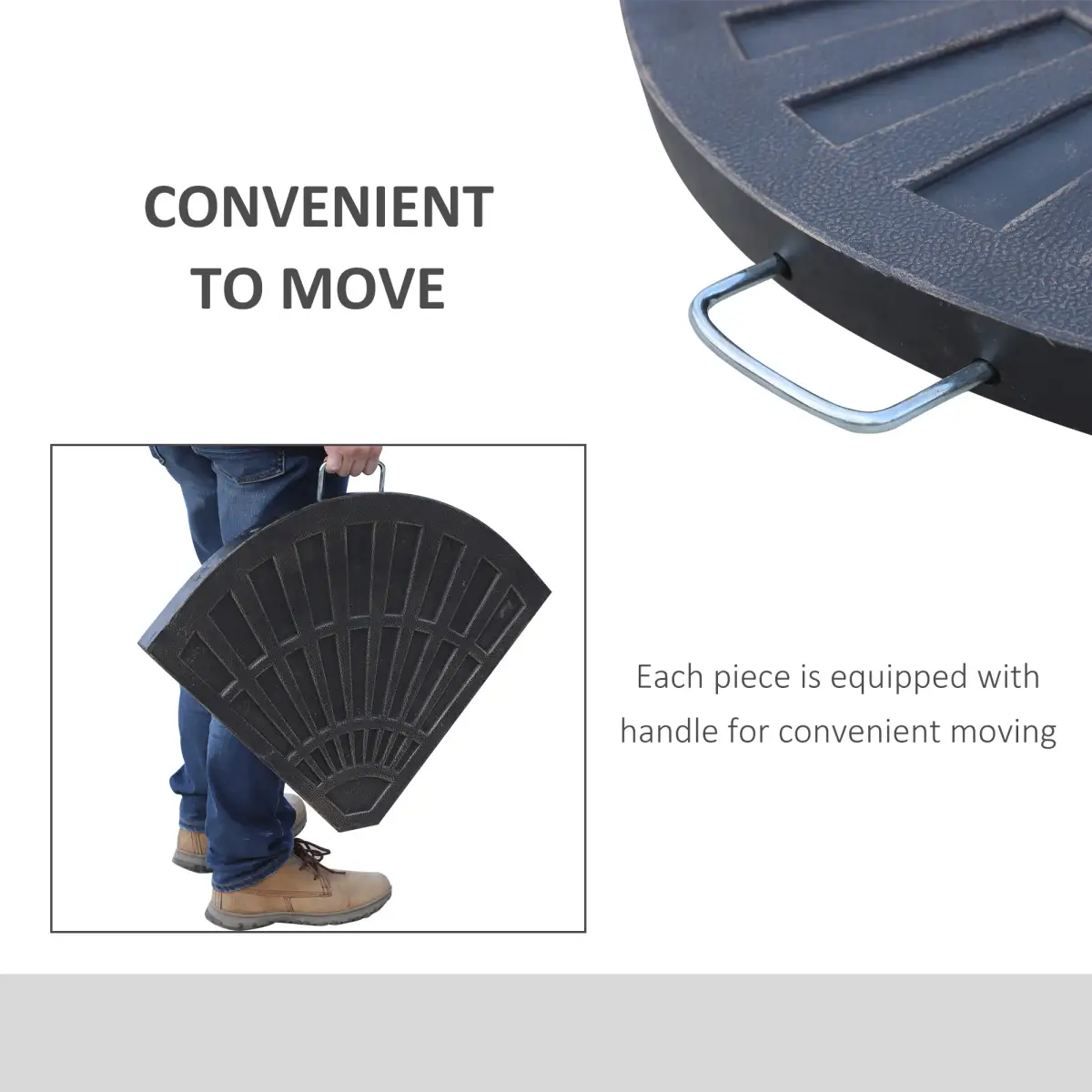 Outsunny 2 Piece Colophony Fan-Shaped Garden Parasol Umbrella Base - Parasol
