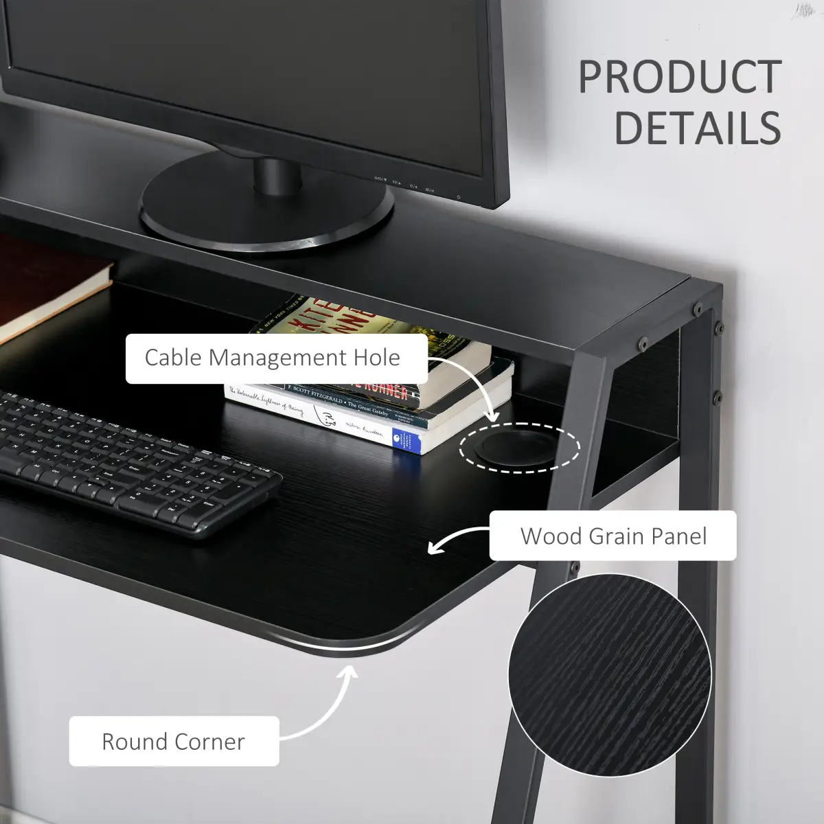HOMCOM Computer Desk with Upper Storage Shelf, Stylish Indoor Decor 85cm - Desk