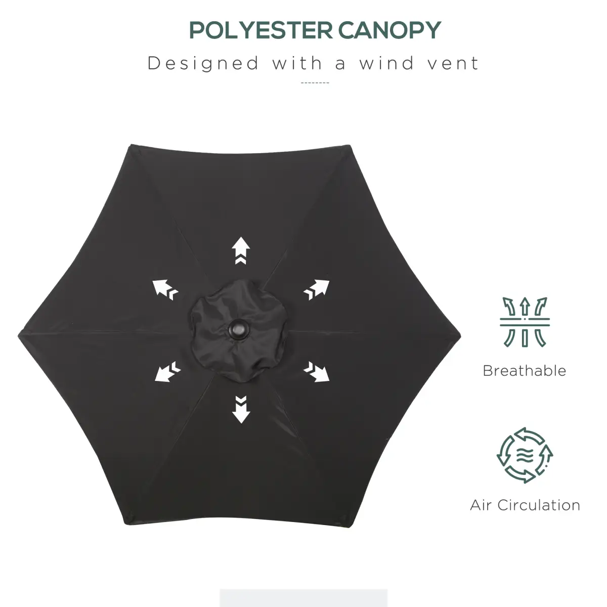 Outsunny 1.96m Parasol Patio Umbrella, Black - Parasol