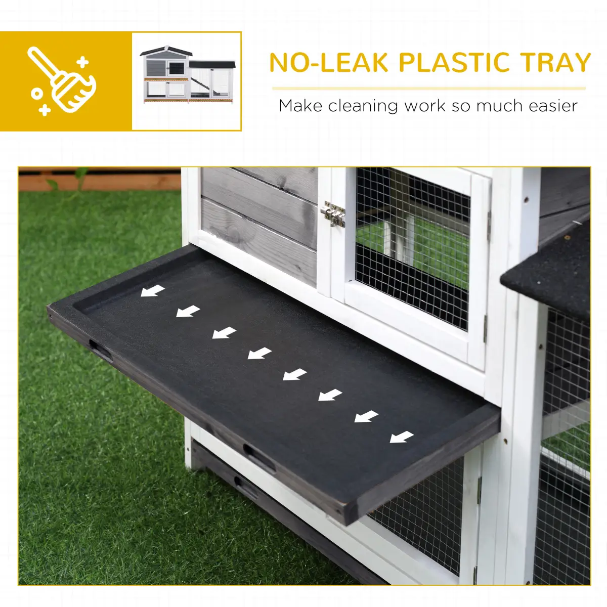 PawHut PawHut 2-Tier Wooden Rabbit Hutch Guinea Pig House Pet Cage Outdoor w/ Tray Ramp - Rabbit Hutch