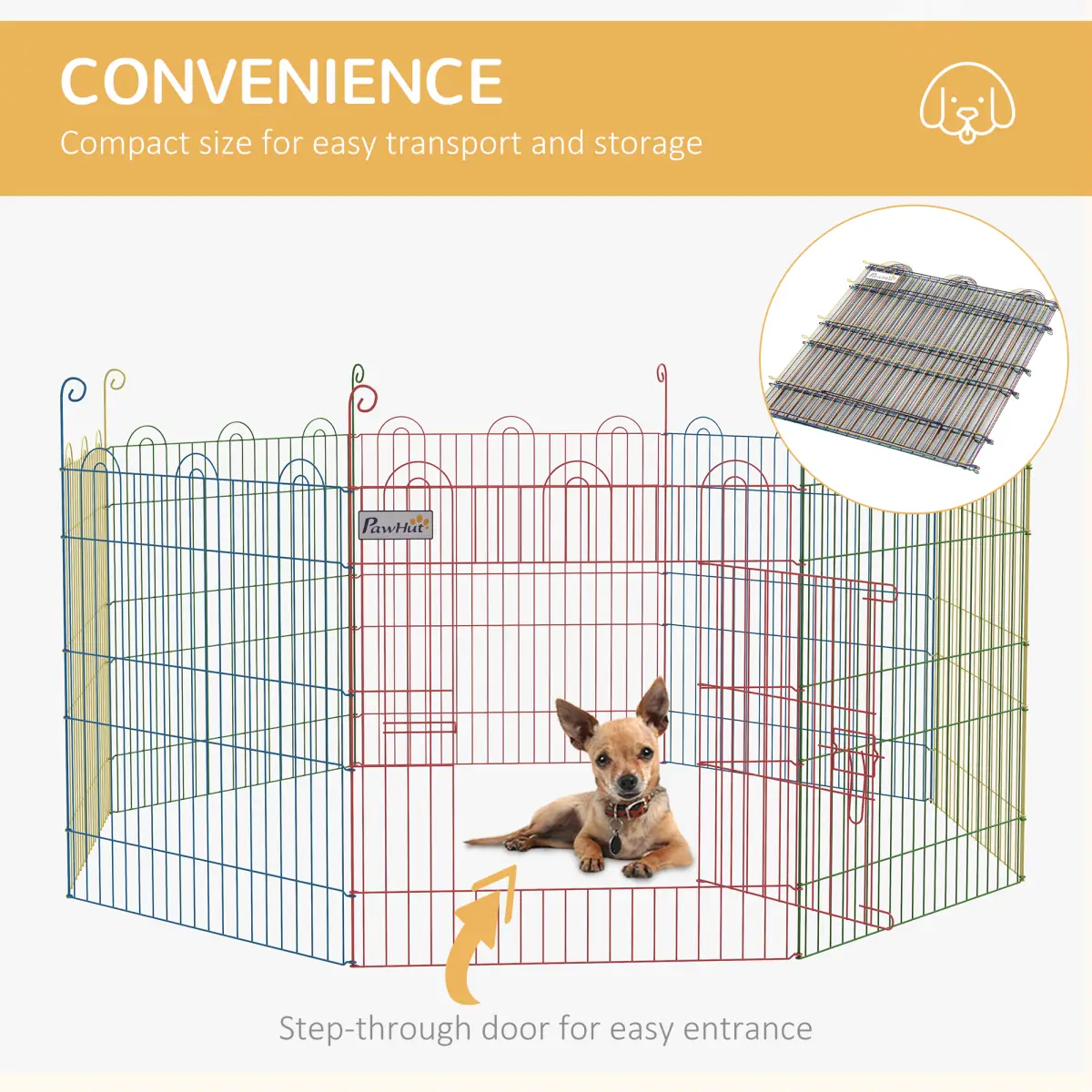 PawHut PawHut Pet Playpen Dog Puppy Crate Kennel w/ Door, 60H x Φ156cm - Pet Playpen