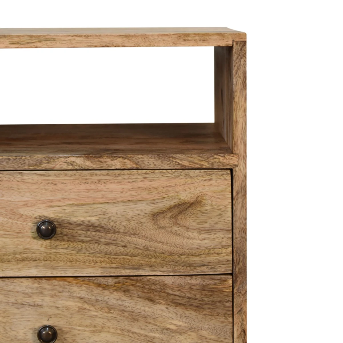 Artisan Bedside Table Standard Size Solid Mango Wood Brass Knob Nightstand For Bedroom Decor by Artisan Furniture