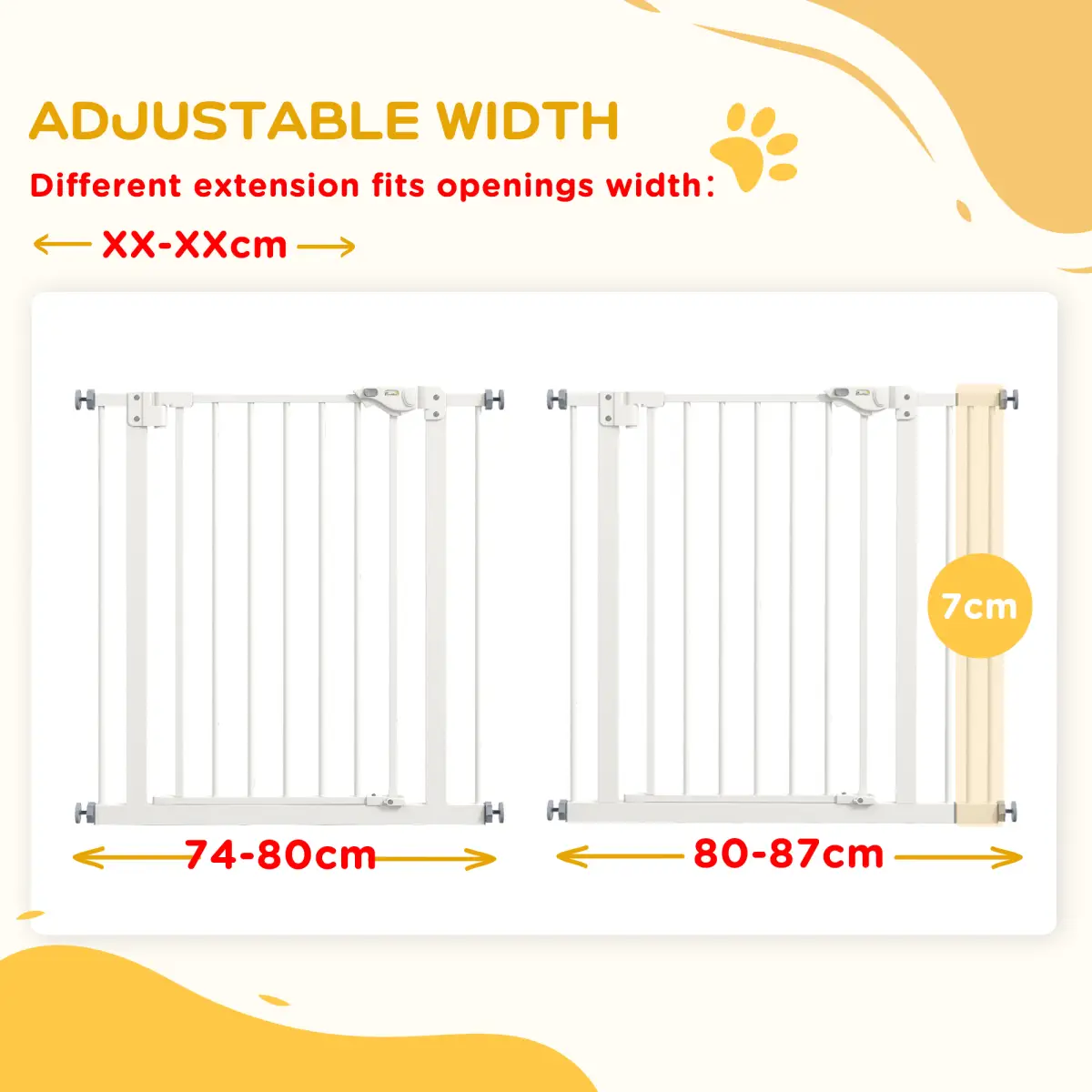 PawHut PawHut Adjustable Safety Gate w/ 1 Extensions and Four Adjustable Screws, White - Pet Gate