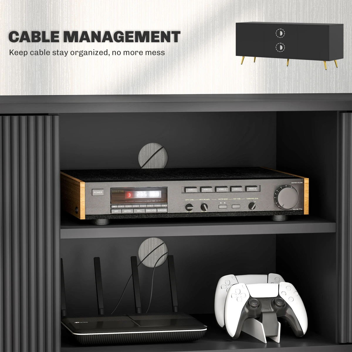 HOMCOM HOMCOM Modern TV Stand Cabinet For 55 Inch TV Storage Black - TV Unit
