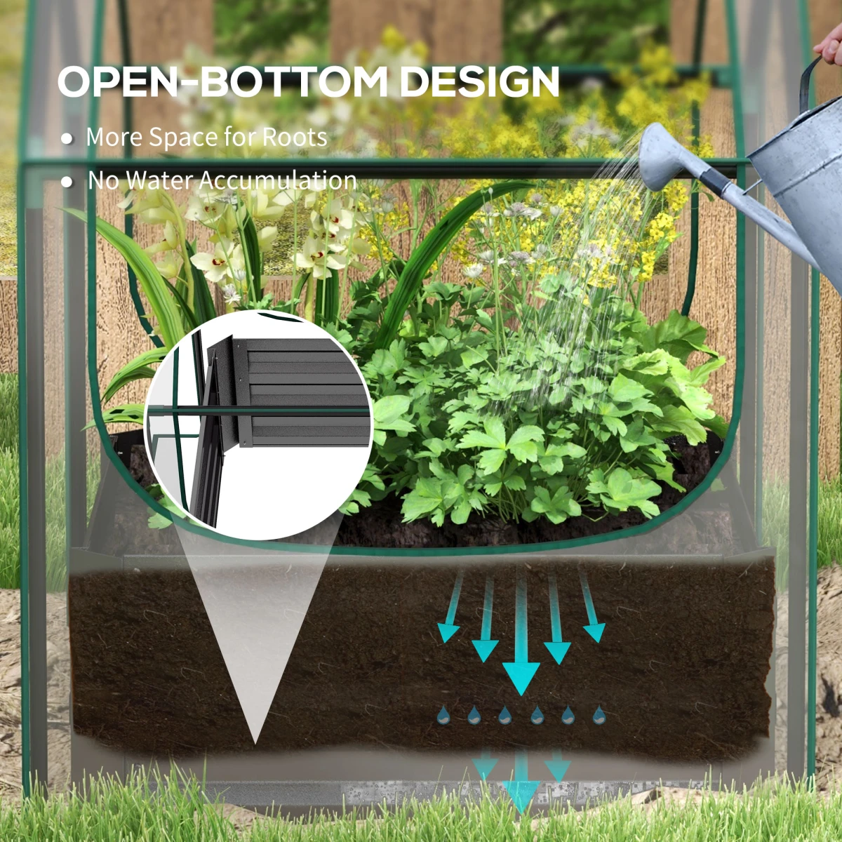 Outsunny Raised Garden Bed Planter 10cm Edge Greenhouse Home by Outsunny