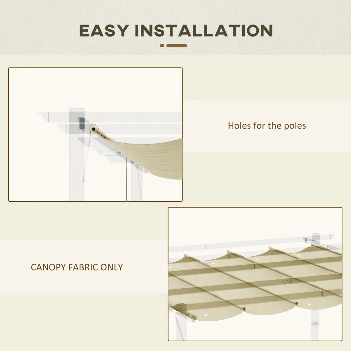 Outsunny Outsunny Pergola Shade Cover Replacement Canopy for 4 x 3(m) Pergola, Beige - Gazebos