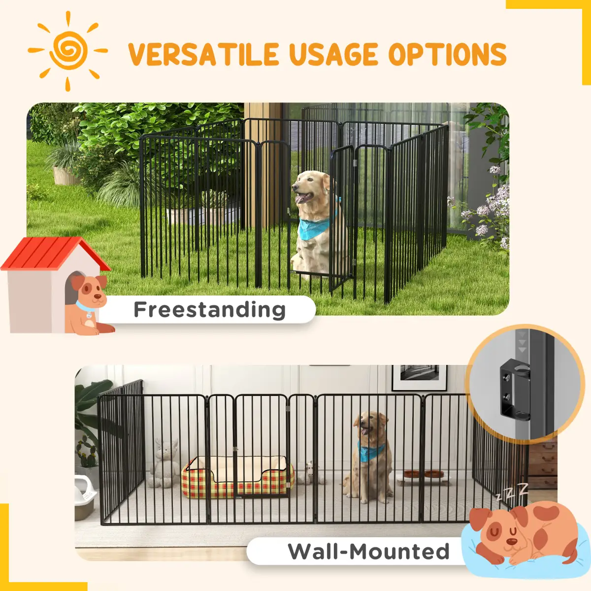 PawHut PawHut 100cm 8 Panels Heavy-Duty Dog Playpen for Small, Medium Dogs - Pet Playpen