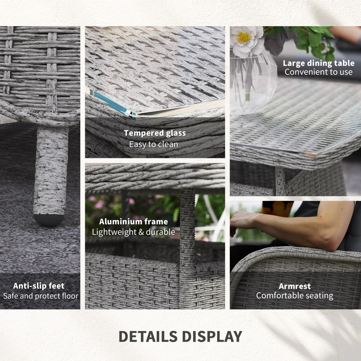 Outsunny Rattan Sofa Set Four Piece Tempered Glass Patio by Outsunny