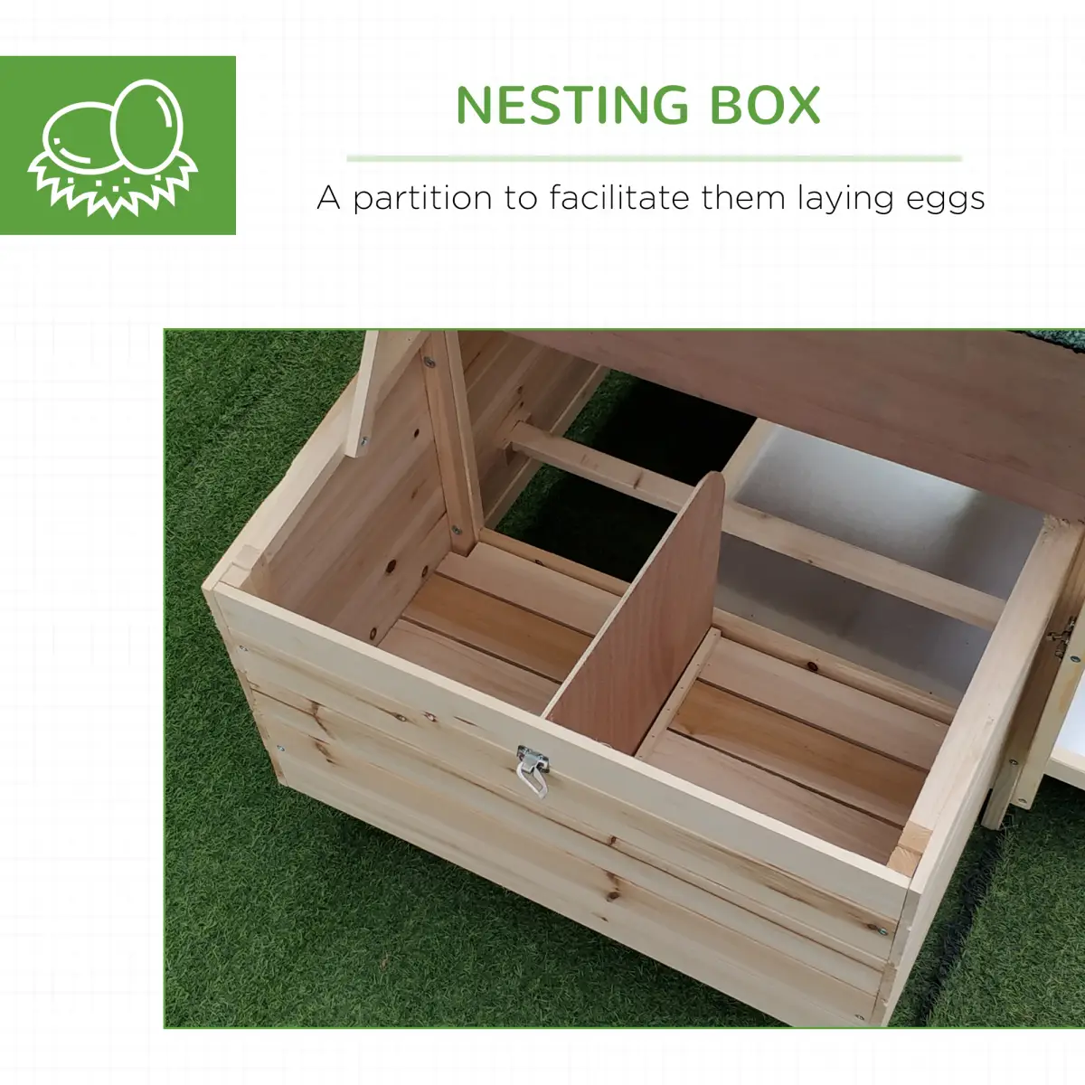 Pawhut Chicken Coop Small Animal Pet Cage w/ Nesting Box Outdoor Run Backyard Wooden - Chicken Coop