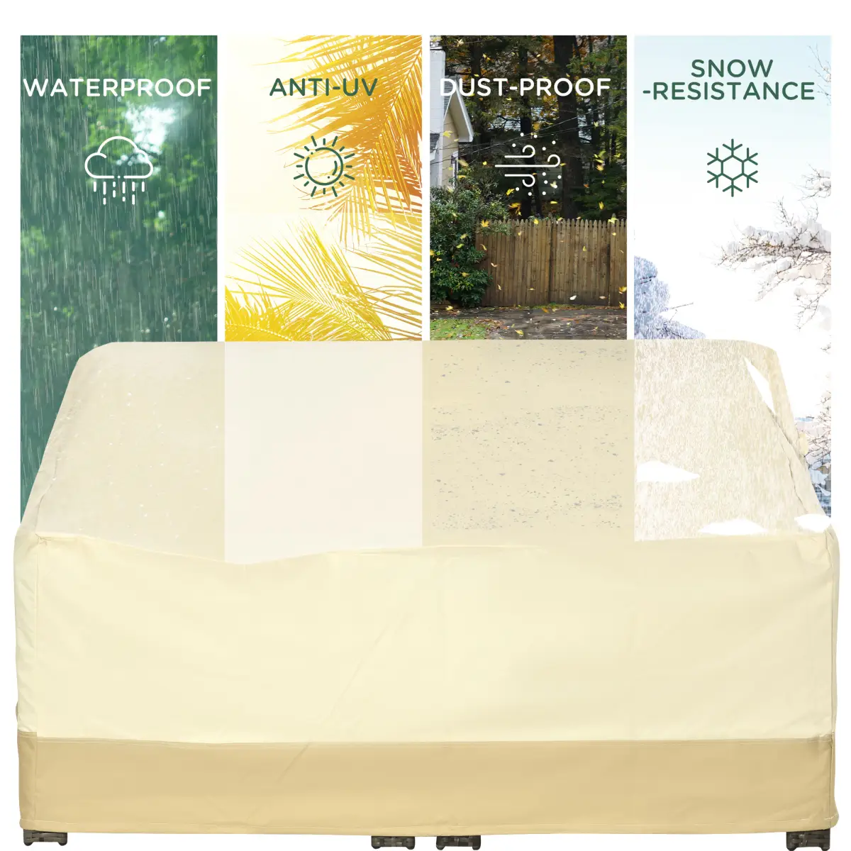 Outsunny Waterproof Furniture Cover For 3 Seat Rattan Sofa - Cover